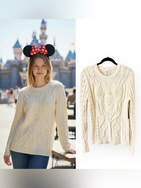 Disney Mini Mouse Classy Chic Retro Knit Ivory Sweater Size S​​​